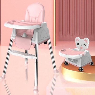 Beige/Pink/Sky stabiler tragbarer Babynahrungsstuhl verstellbare Höhe
