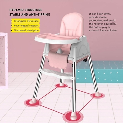 Beige/Pink/Sky stabiler tragbarer Babynahrungsstuhl verstellbare Höhe