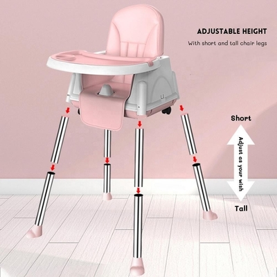 Beige/Pink/Sky stabiler tragbarer Babynahrungsstuhl verstellbare Höhe