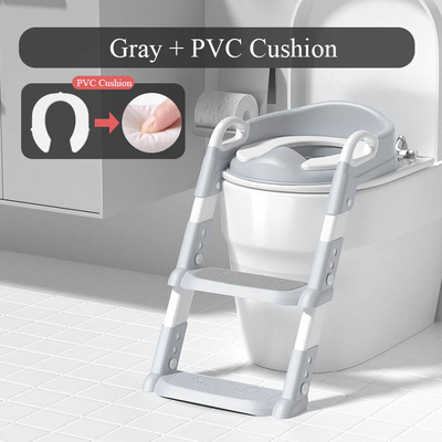 Grau + Weiß 3 in 1 Potty Training Toilettensitz mit Stuhlleiter für 1-6 Jahre