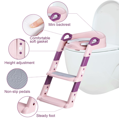 Anpassung Logo PP Plastik Klappbare Baby Toilettensitz Potty Sitz mit Stufen