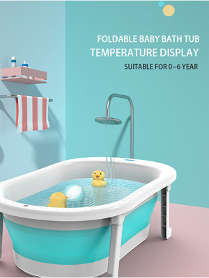 OEM/ODM unterstützte tragbare Klappbadewanne für Kleinkinder mit Thermometer und Kissen