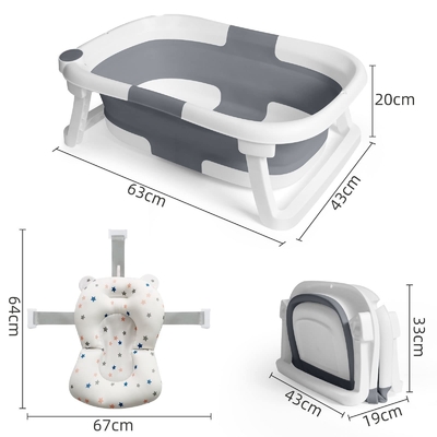 Neugeborenes Baby Badewanne Set TPE Kunststoff Weichkissen Klappbare Kinderbadewannen