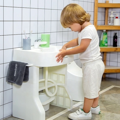 Simulierte Babybadezimmer Handwaschbecken Kindergröße Waschbecken mit Plastikständer