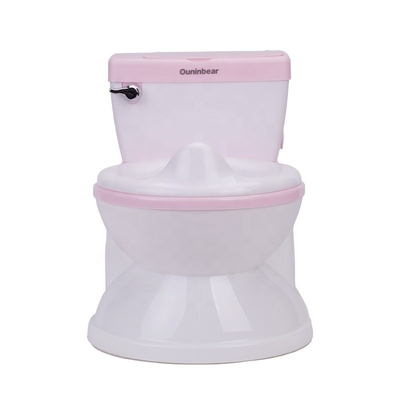 Druckmuster Babypotty-Toilette mit rosa-blau-weißen Farben EN-71 Zertifizierte Kartonverpackung