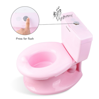 Massivmuster Weiß Blau Rosa Babytraining Potty EN71 Prüfbescheinigung mit Spülgeräusch