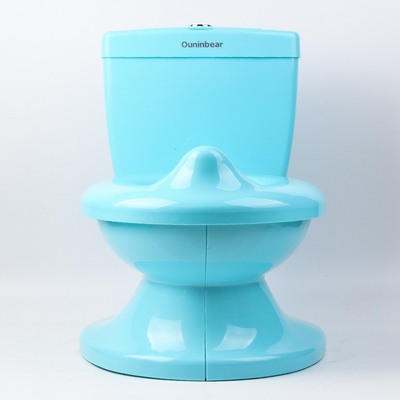Massivmuster Weiß Blau Rosa Babytraining Potty EN71 Prüfbescheinigung mit Spülgeräusch