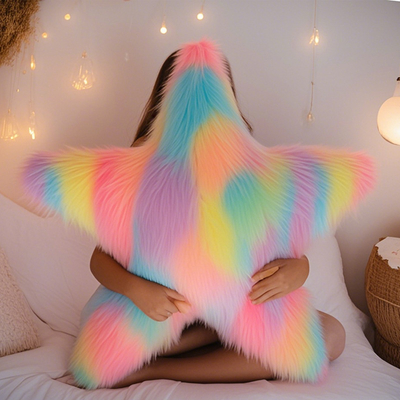 Weiß/farbenfrohe Fünfzack-Sterne-Kissen Weich plüschig gefüllte Puppen-Spielzeug Hobbies exquisites Kissen Heimdekoration Geburtstagsgeschenke